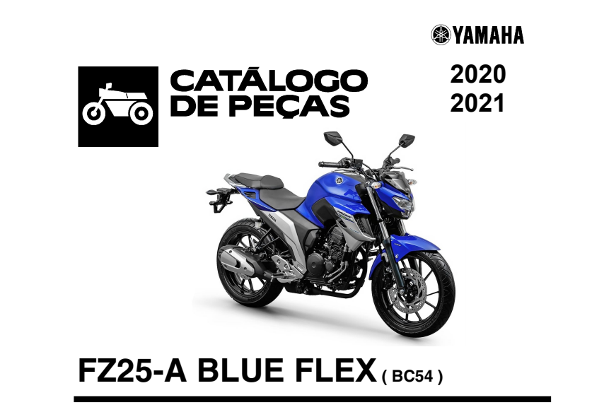 Capa do catálogo de peças Yamaha FZ25 Blue Flex 2020 - 2021 em PDF