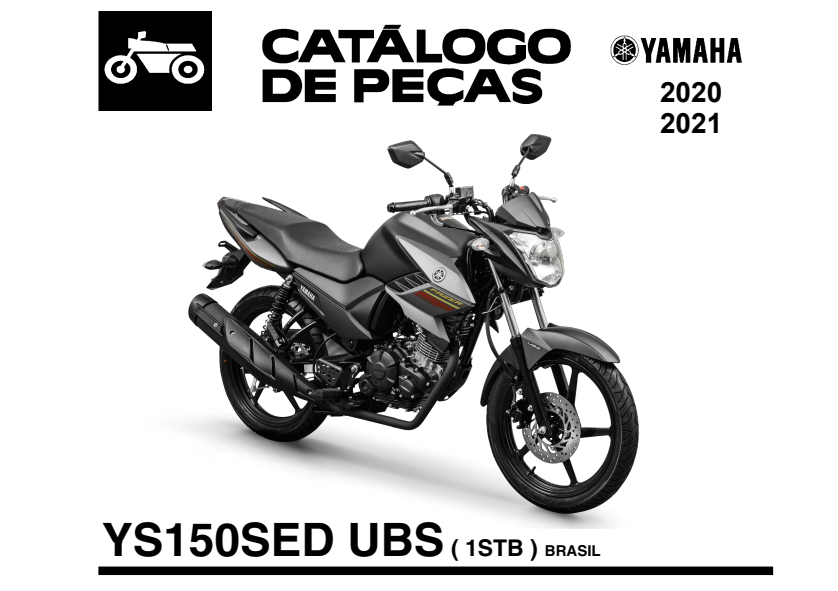 Capa do catálogo de peças Yamaha Fazer 150 ED UBS 2020 a 2021 em PDF