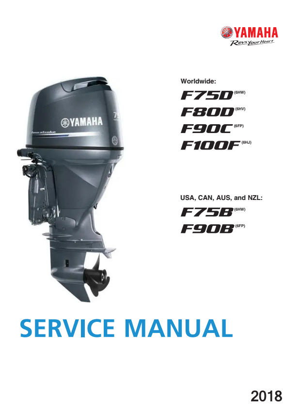 Manual de Serviço Yamaha Motor de Popa F75D F80D F90C F100F F75B F90B 2018 - PDF