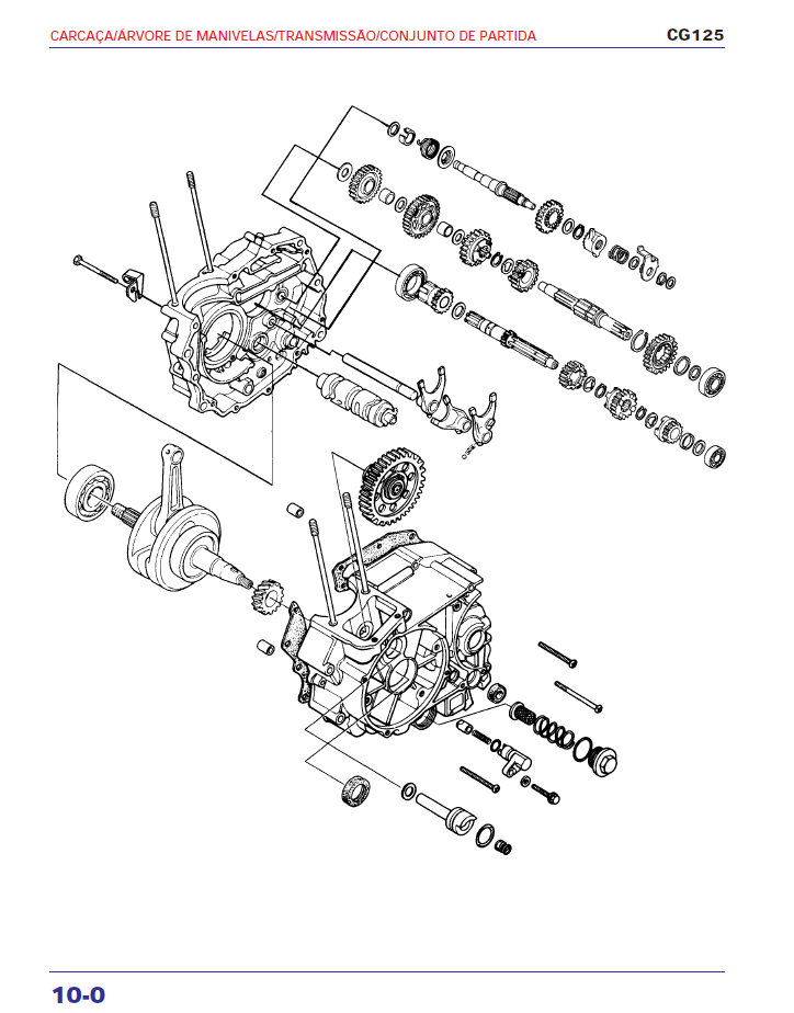 Miniatura: Página interna do manual Honda CG 125 1994-1999 com procedimentos técnicos