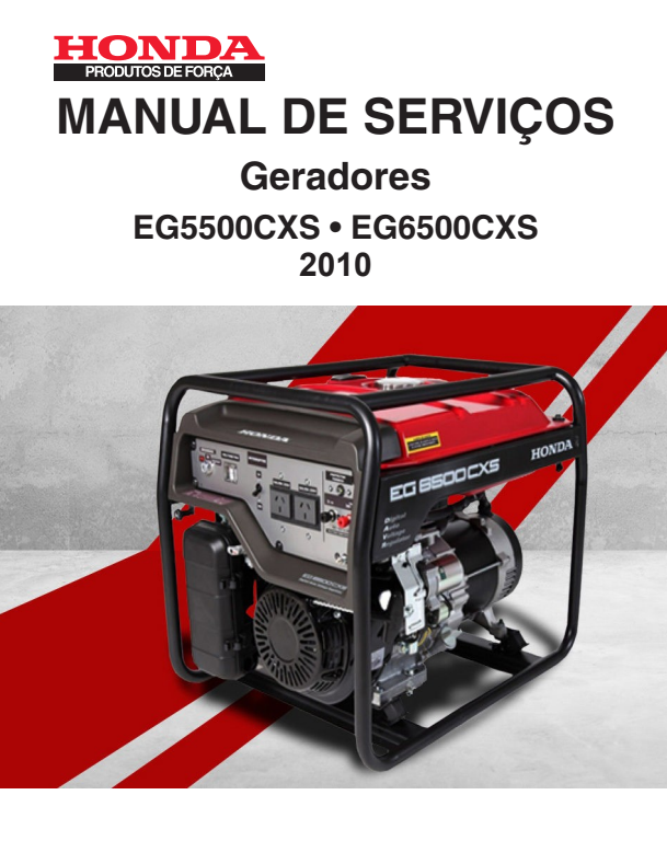 Manual de Serviço Gerador Honda EG5500CXS EG6500CXS 2010 - PDF
