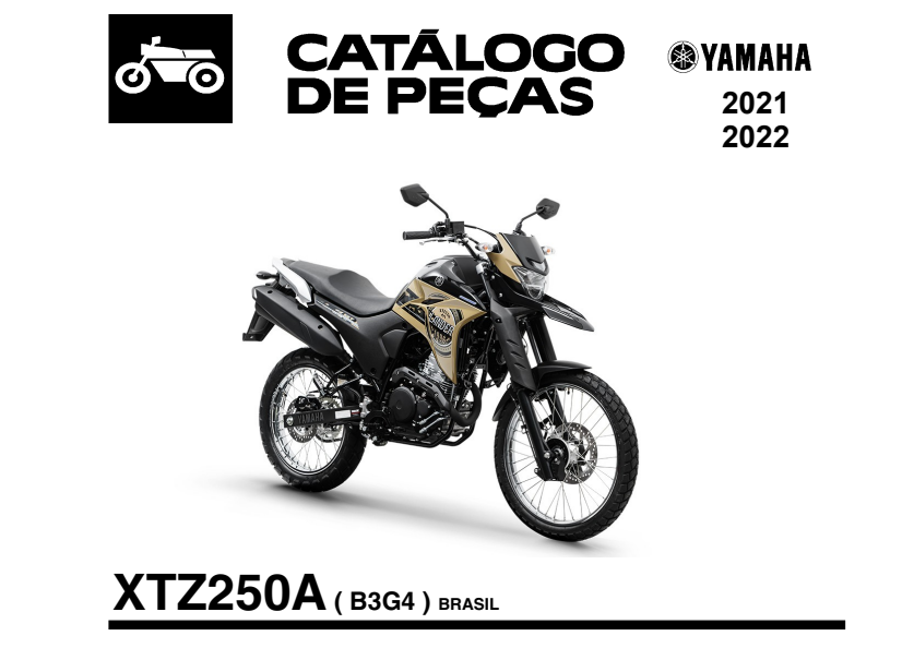Capa do catálogo de peças Yamaha XTZ 250 Lander Blue Flex ABS 2021 a 2022 em PDF