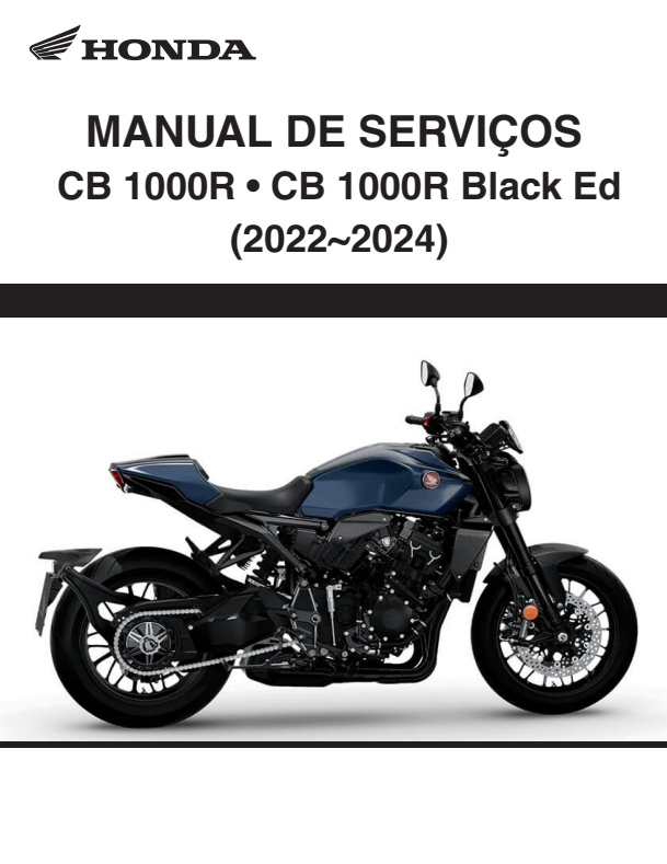 Capa do manual de serviço Honda CB 1000R Black ED 2022 a 2024 em PDF