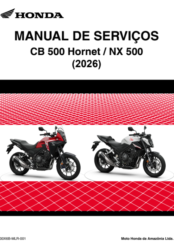 Manual de Serviço Honda CB500 Hornet - NX500 2026