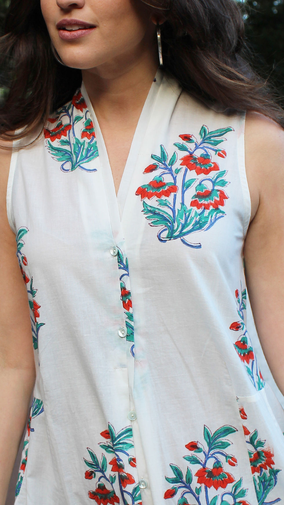 Miniatura: Vestido Antigua com flor mughal vermelha