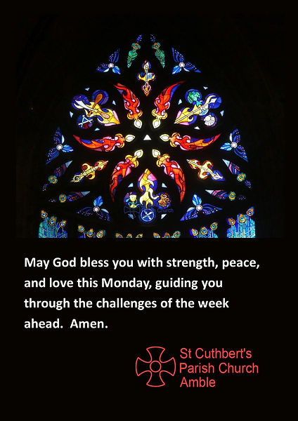 A stain glass window on a black background.