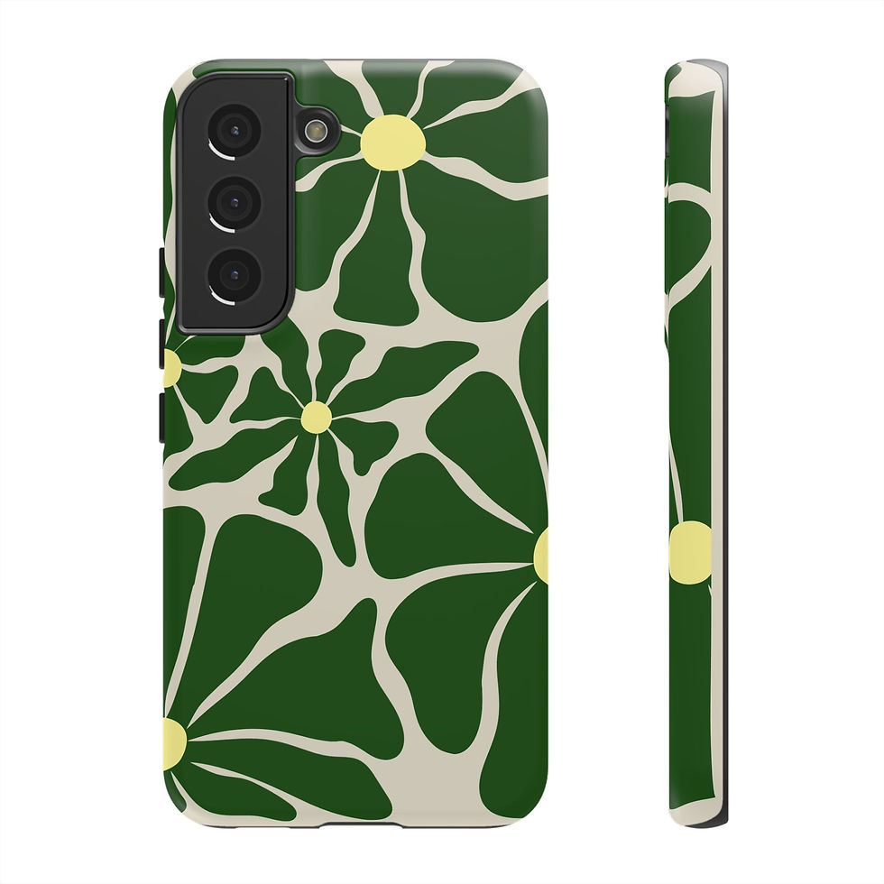 Thumbnail: Green Floral Pattern Tough Protective case for Iphone and Samsung Galaxy Phone