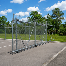 commercial Chainlink fence and gate with barbed wire security topper
