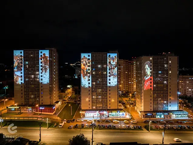 Слайд-мэппинг на улицах Красной Армии и Киренского, Красноярск