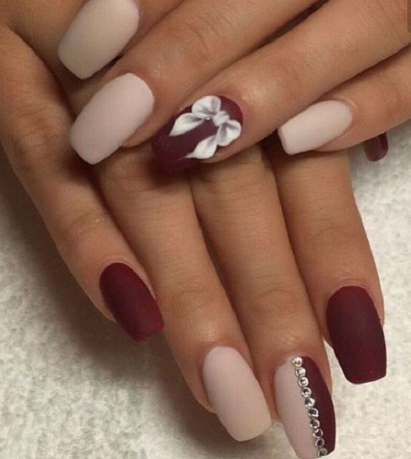 matte pink and burgundy