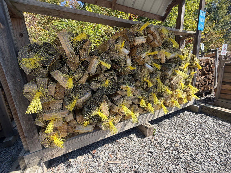 We maintain a healthy supply of seasoned wood -- bundled for fire-pit evenings or large loads to keep the home cozy.