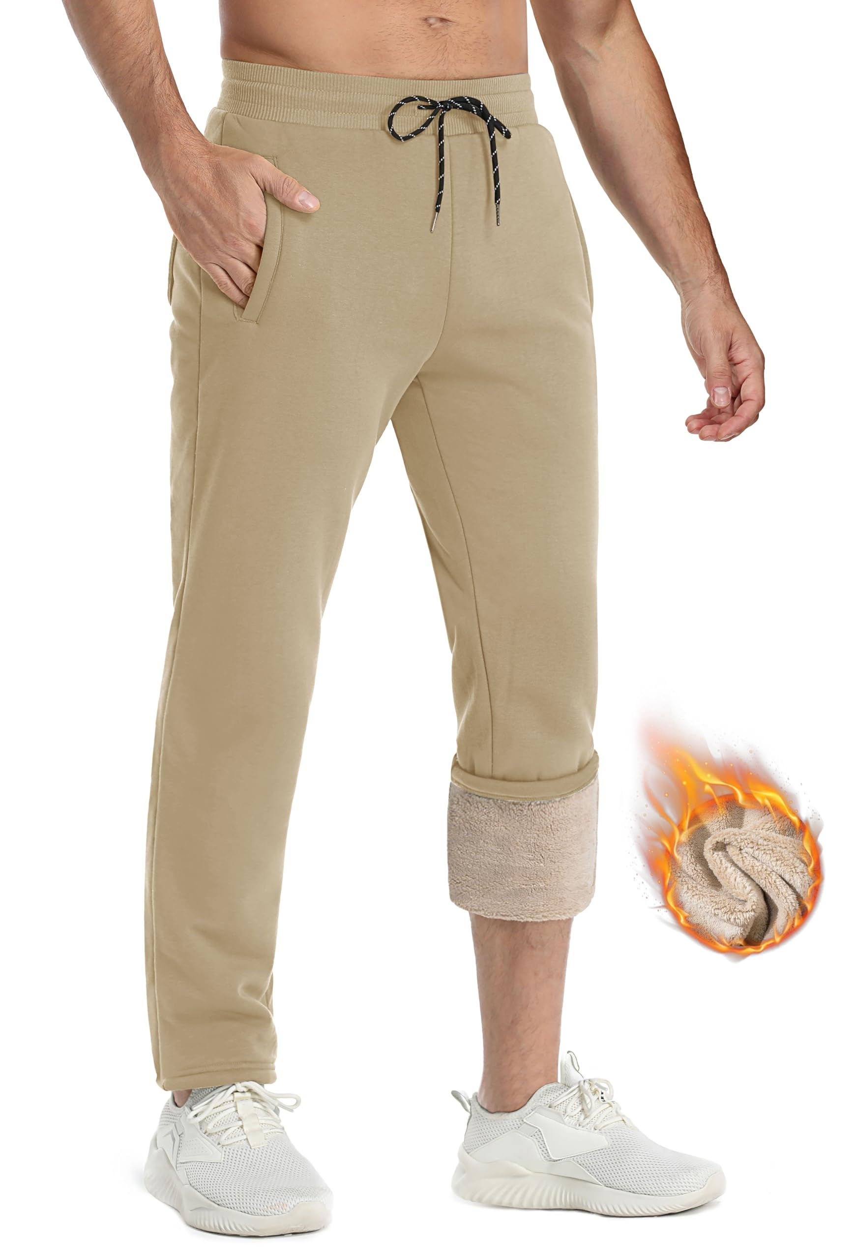 TACVASEN Men's Sherpa Lined Sweatpants Fleece Thick Thermal Winter Warm Joggers