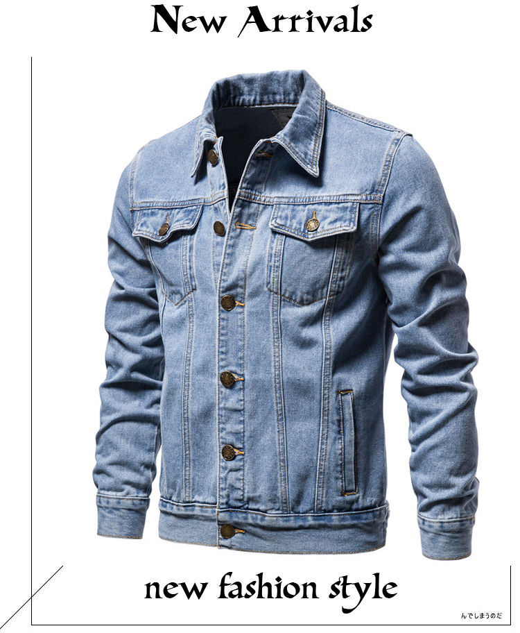 Thumbnail: 2025 Autumn Men Solid Denim Jackets Fashion Motorcycle Vintage Jeans Jackets Hom