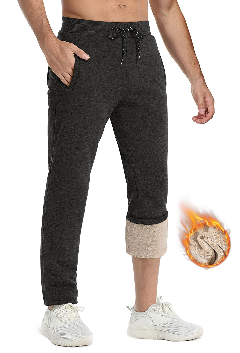 Thumbnail: TACVASEN Men's Sherpa Lined Sweatpants Fleece Thick Thermal Winter Warm Joggers 
