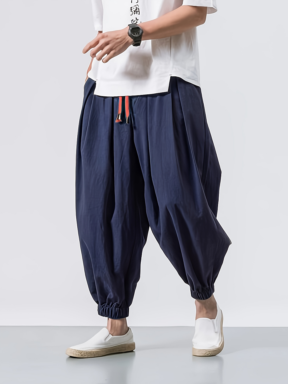 Thumbnail: FGKKS Spring Men Loose Harem Pants Chinese Linen Overweight Sweatpants High Qual