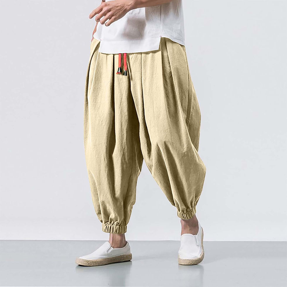 Thumbnail: FGKKS Spring Men Loose Harem Pants Chinese Linen Overweight Sweatpants High Qual