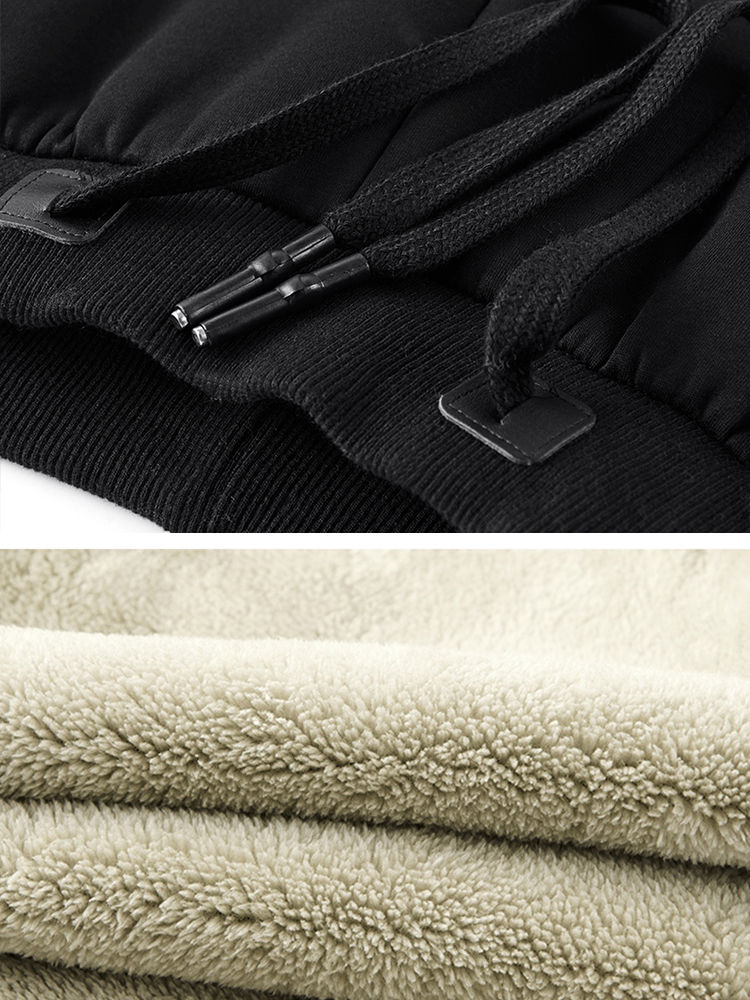 Thumbnail: Winter Men's Sweatpants Thick Warm Fleece Joggers Sportswear Zip Pockets Cotton 