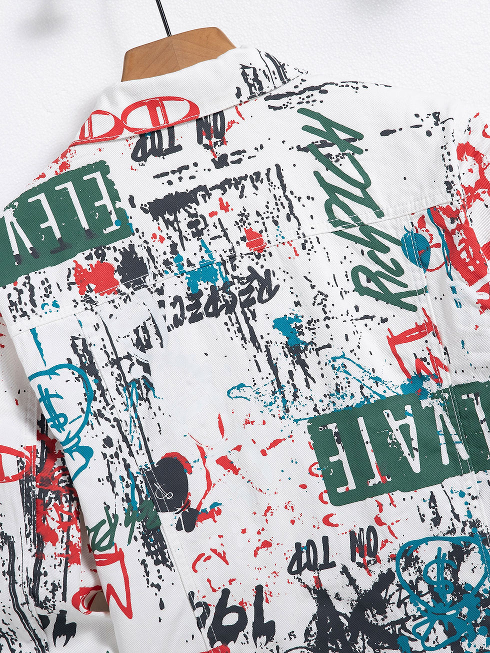 Thumbnail: Men's spring-summer graffiti print denim jacket, regular size. Stylish street st