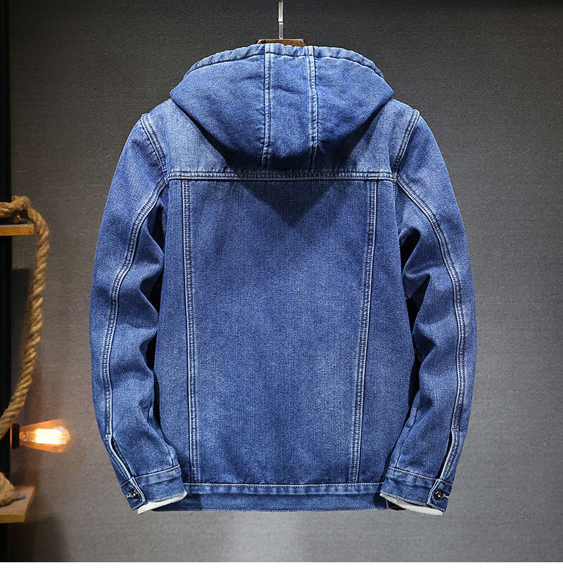 Thumbnail: winter men's denim jacket young men's fleece thick thermal jacket Fit trend casu