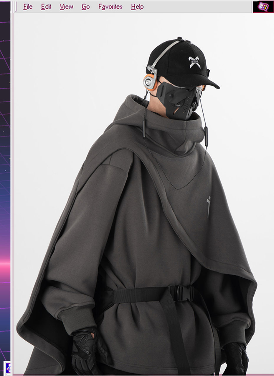 Thumbnail: ARENS Fashion Cloak Hoodies Men Techwear Streetwear Hoodie Pullovers Black Gray 