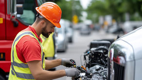 Man fixing maintenance issue on road.