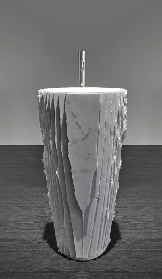 थंबनेल: Italian Satvario Marble Designer Pedestal Washbasin Sink