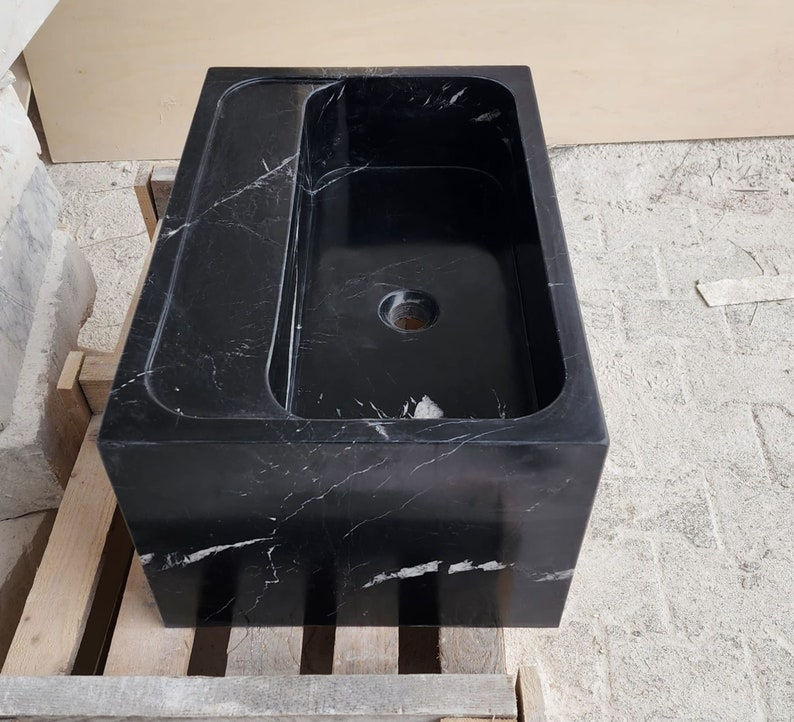 Thumbnail: Nero Marquina Wall-mount Washbasin Sink 
