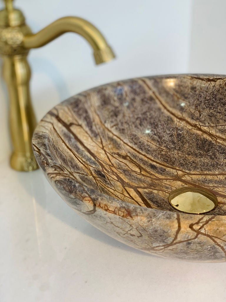 थंबनेल: Rainforest Stone Washbasin Sink, Round Bathroom Vessel Sink