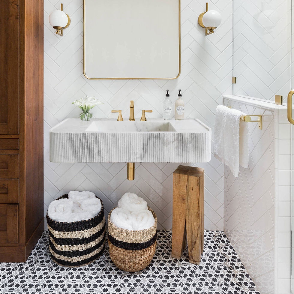 Thumbnail: Carrara White Marble Wall-mount Bathroom Sink Ribbed Textured Front