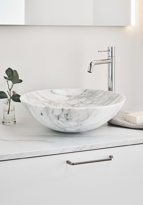 Thumbnail: Italian Carrara Marble Classic Bowl Washbasin Sink, Bathroom Decor Italian Sink