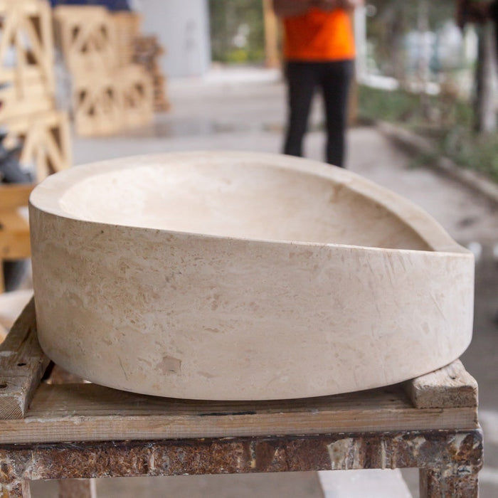 Thumbnail: Creame Marble Bathroom Sink, Travertine Elliptical Sink, Or Washbasin 
