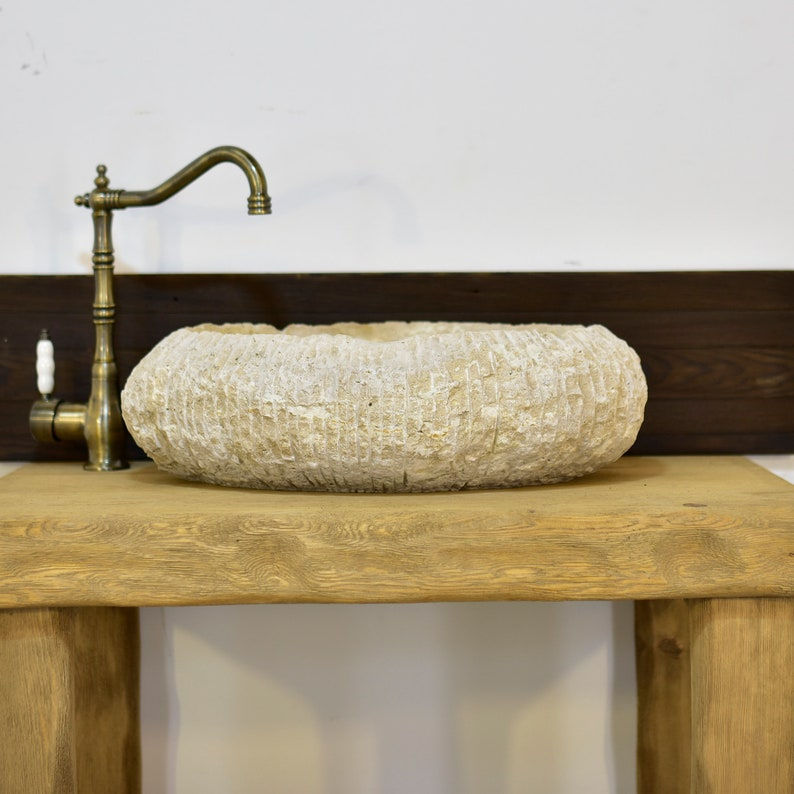 Thumbnail: Tarvertine Chiseled Washbasin Sink 