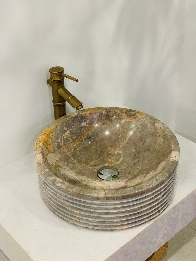 Thumbnail: Behance Marble Bathroom Basin Sink, Marble Round Washbasin Sink, Countertop Sink