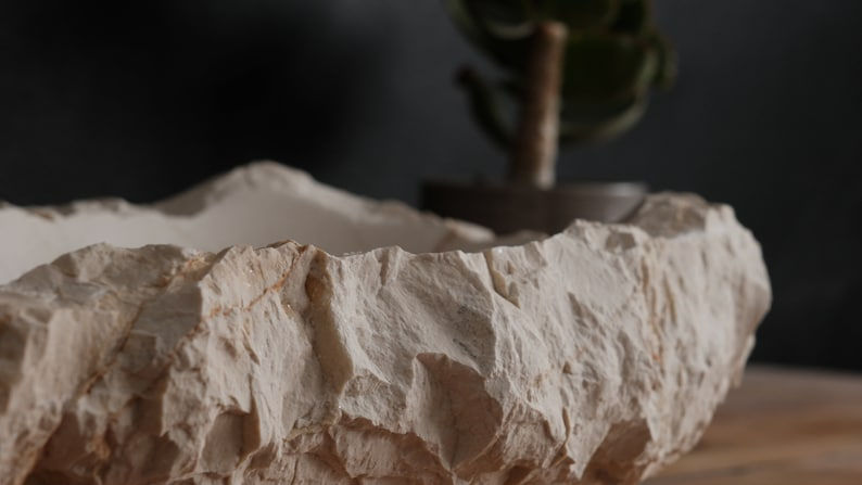 Thumbnail: Rustic Natural Stone Sink Farmhouse Style Mediterranean Bathroom Decor