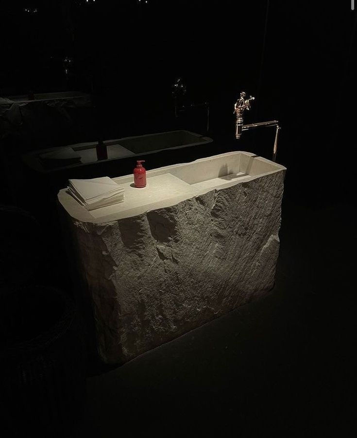 Thumbnail: Large Size Stone Pedestal Freestanding Washbasin Sink, Rustic Style Rock Sink