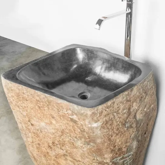 थंबनेल: Stone Rustic Mediterranean Style Freestanding Washbasin Sink 