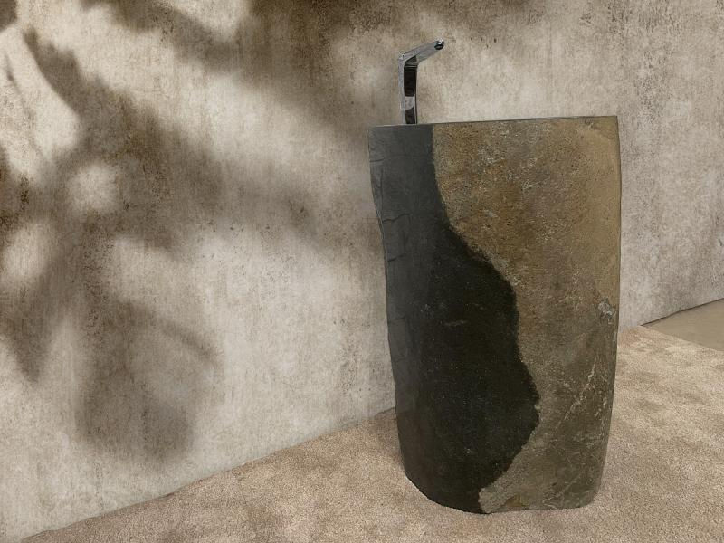 Thumbnail: Rusting Natural Stone Free-Standing Pedestal Washbasin Sink 