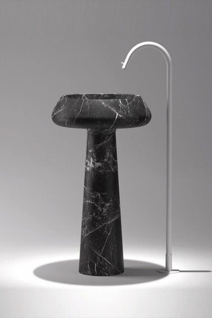 Thumbnail: Nero Marquina Marble Pedestal Floor Mount  Bathroom Washbasin Sink 