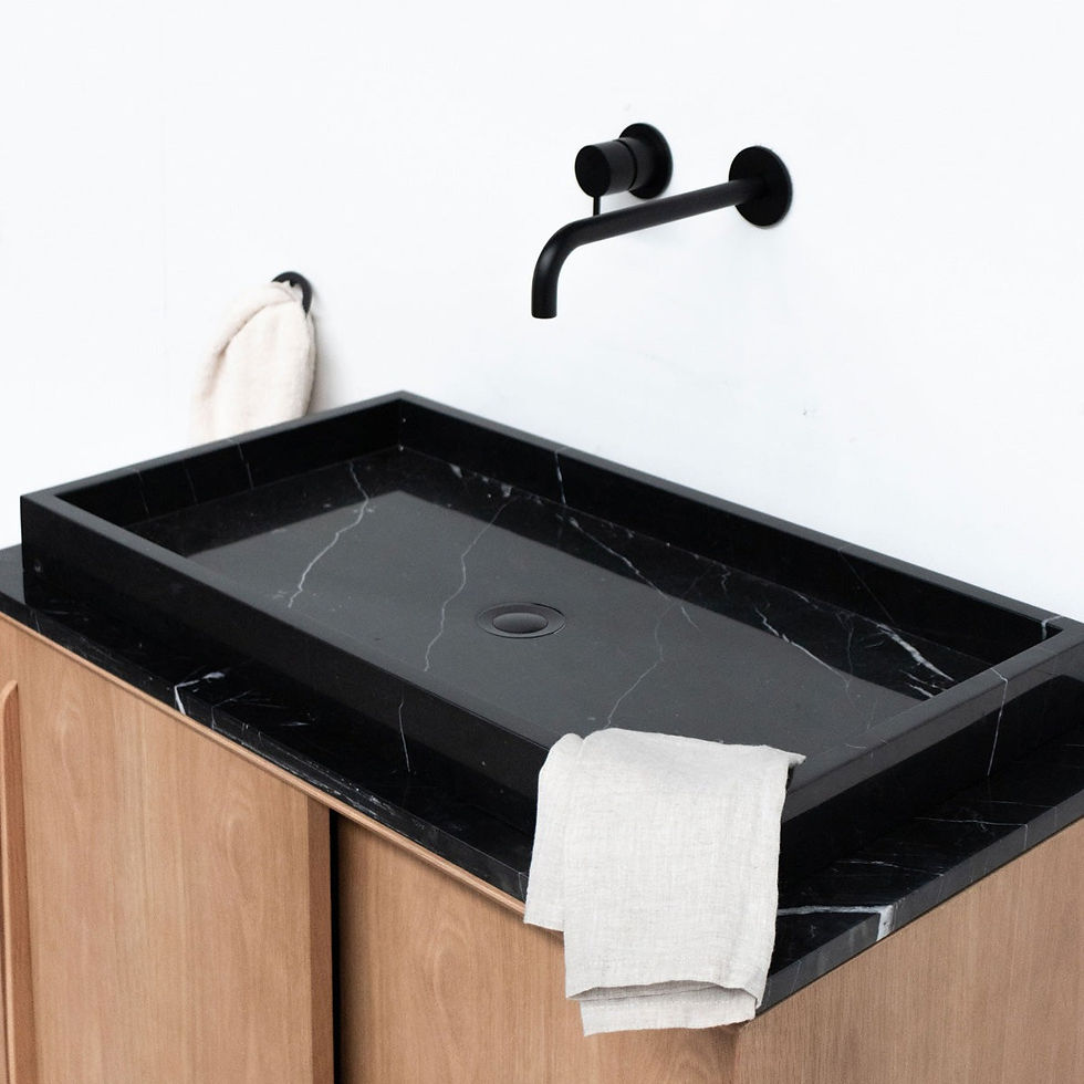 Black Marble Rectangular Washbasin Countertop Sink
