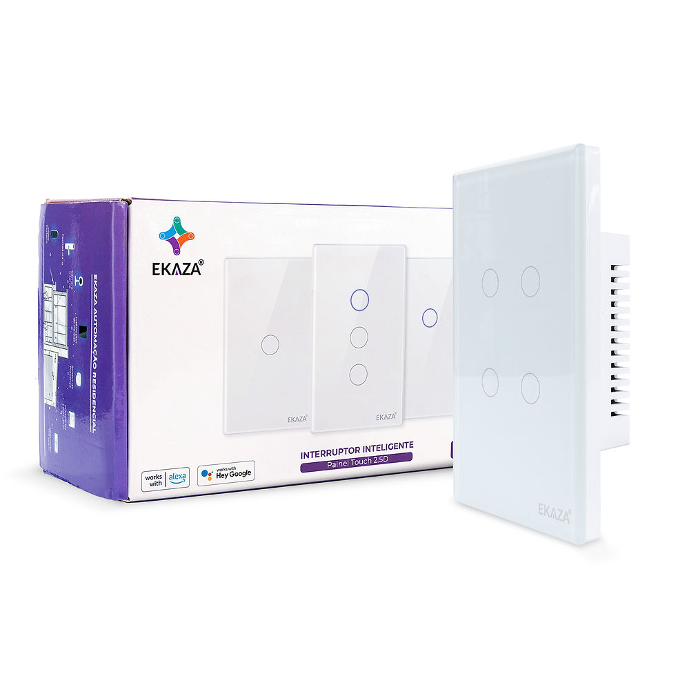 Miniatura: Interruptor Inteligente Touch 2.5D Wifi+BLE 4 Botoes 4x2 Branco - EKAZA