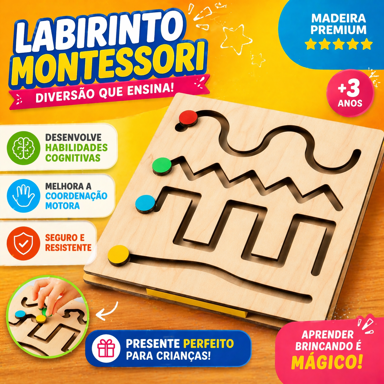 Painel Psicomotor Labirinto em MDF