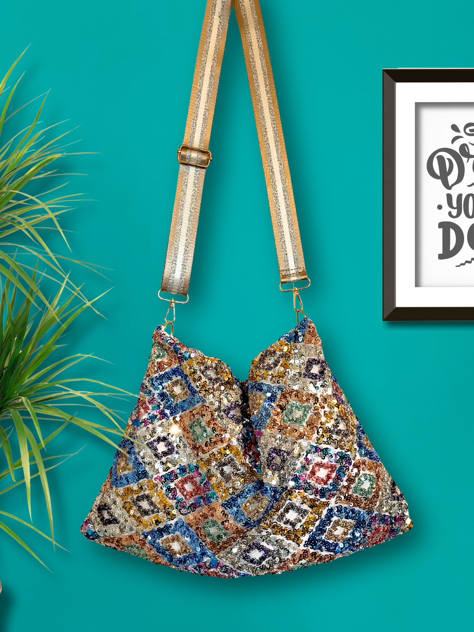 Refashioned Sequin Bag - Silver, Gold & Multi Diamond