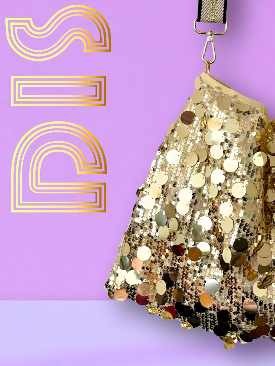 Thumbnail: Refashioned Sequin Bag - Big Disc-O, Gold