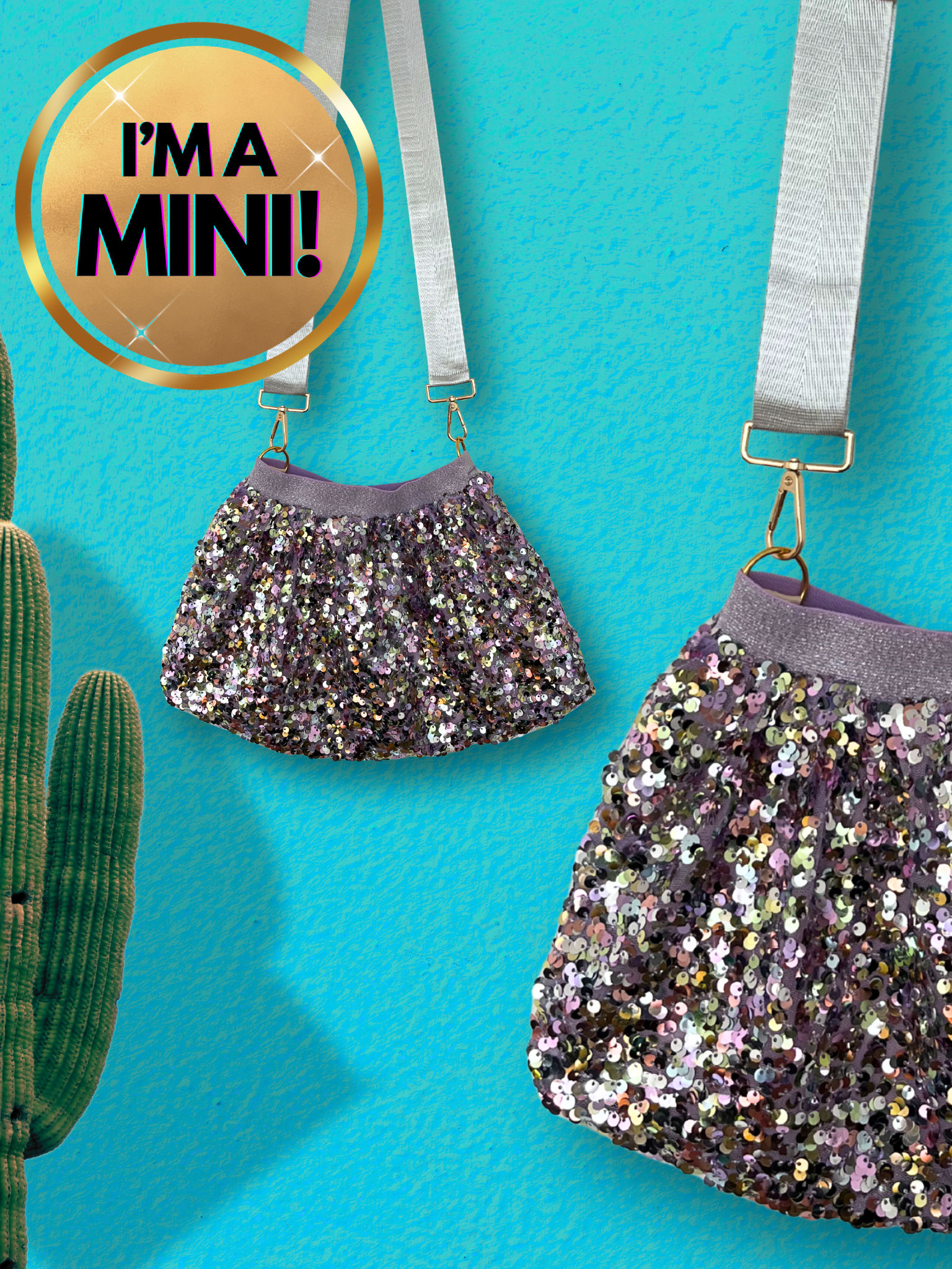 Mini Size Refashioned Sequin Bag - Lilac & Lemonade Sparkle