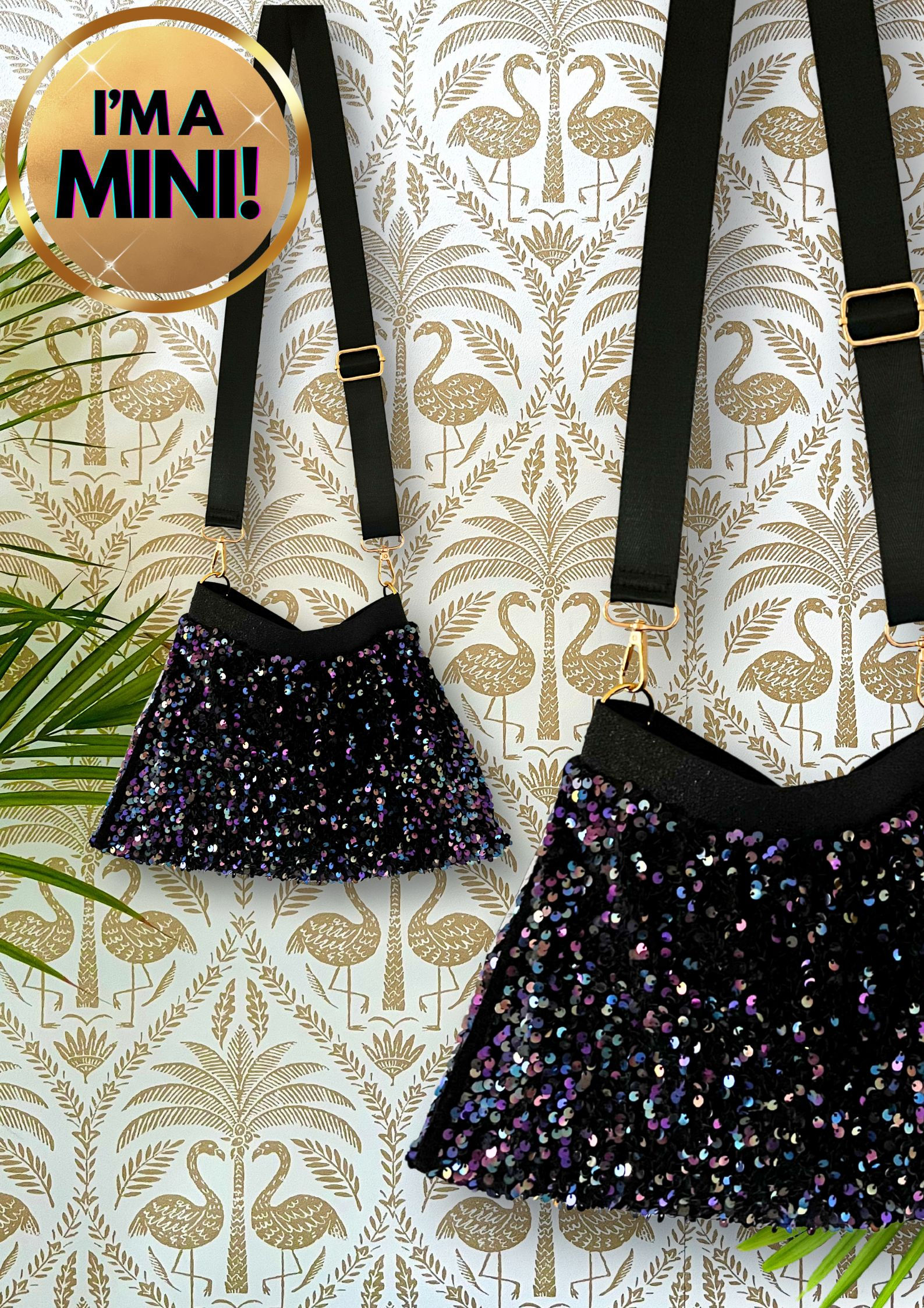 Mini Size Refashioned Sequin Bag - Iridescent Dark Sparkle on Velvet