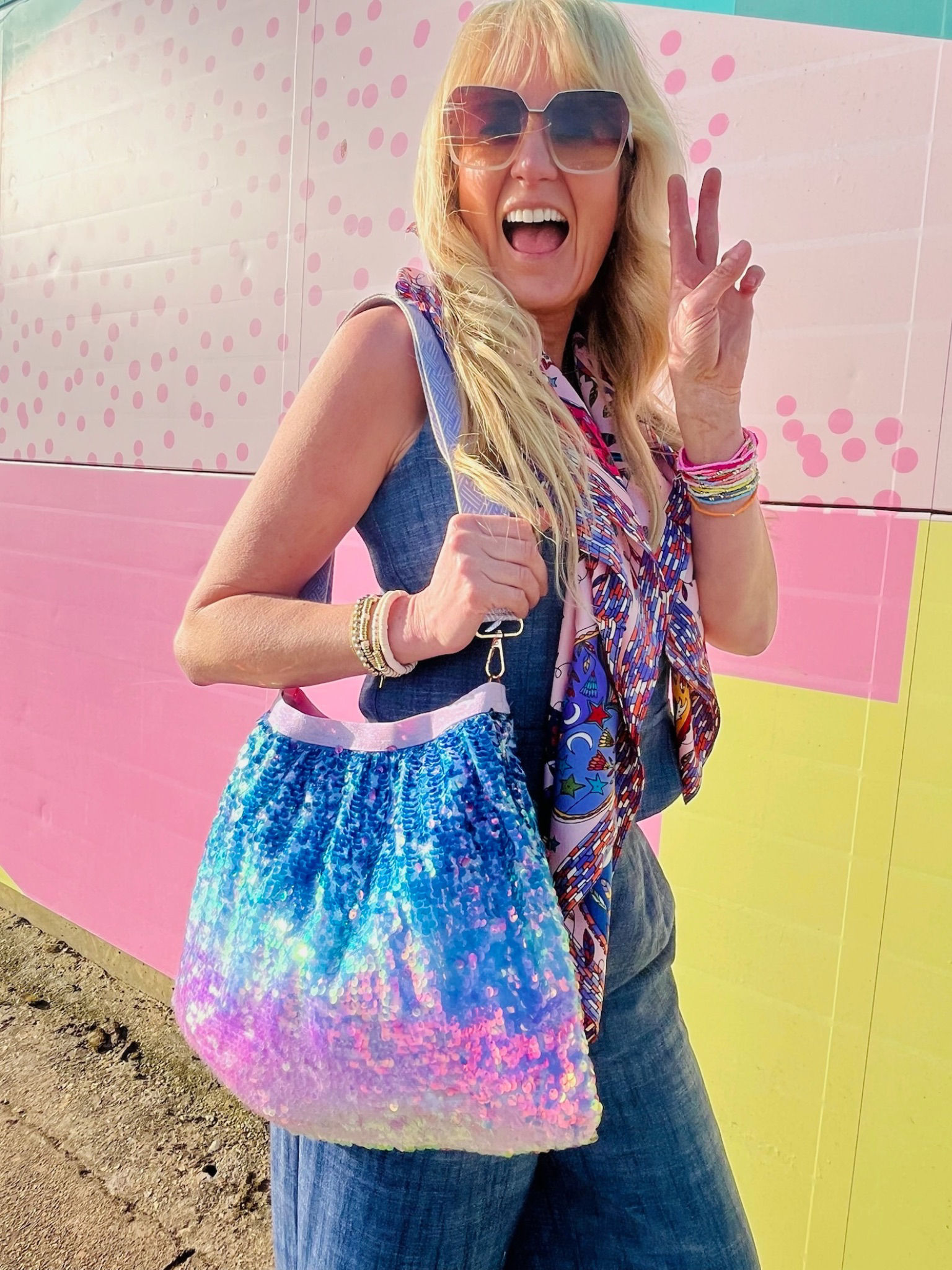 Refashioned Sequin Bag - Blue & Lilac Iridescent Ombre