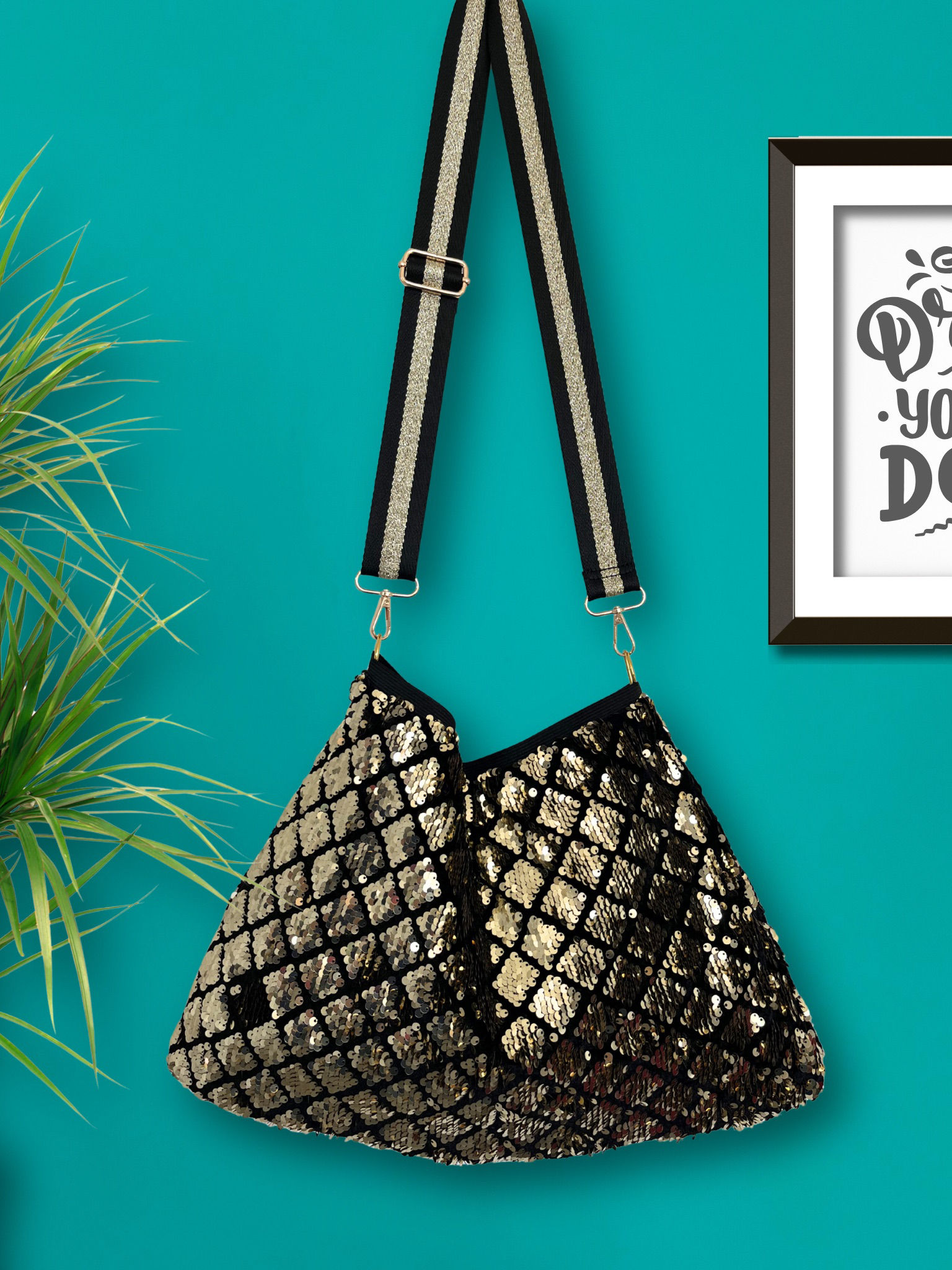 Refashioned Sequin Bag - Gold Diamond