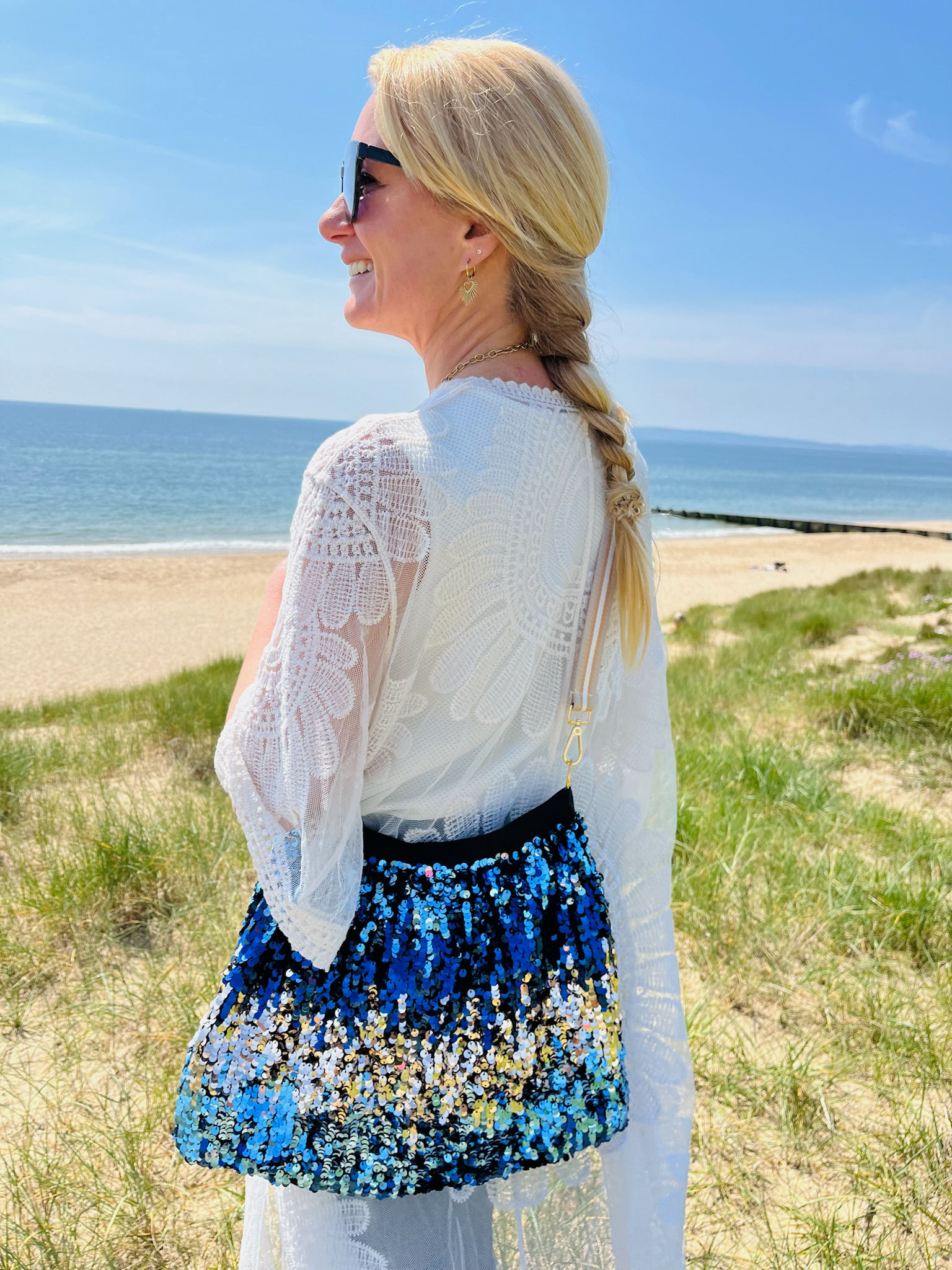 Refashioned Sequin Bag - Double Blue Ombre