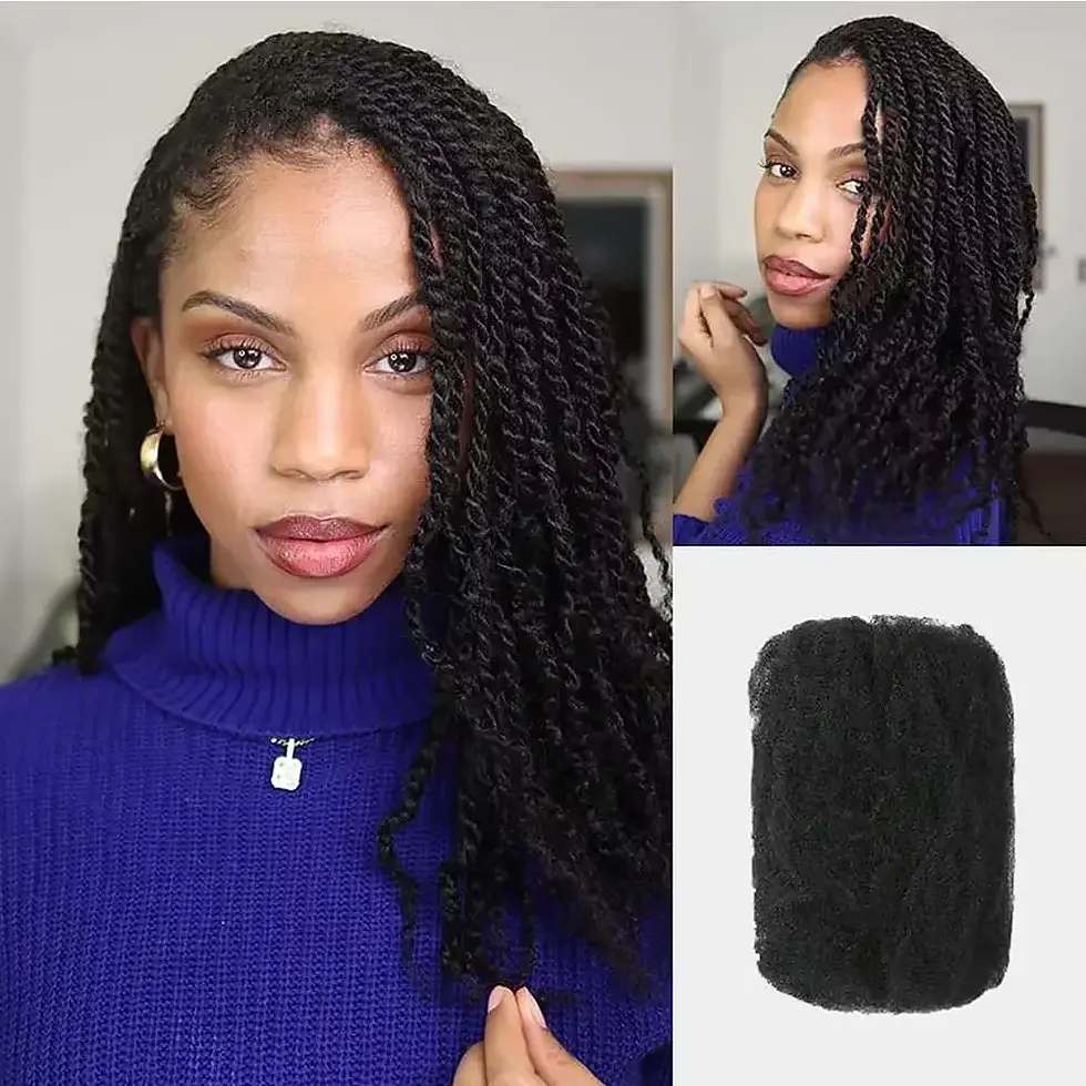 Thumbnail: QVR Afro Kinky Bulk Hair No Attachment 50g Afro Curly Bulk 100% Human Hair