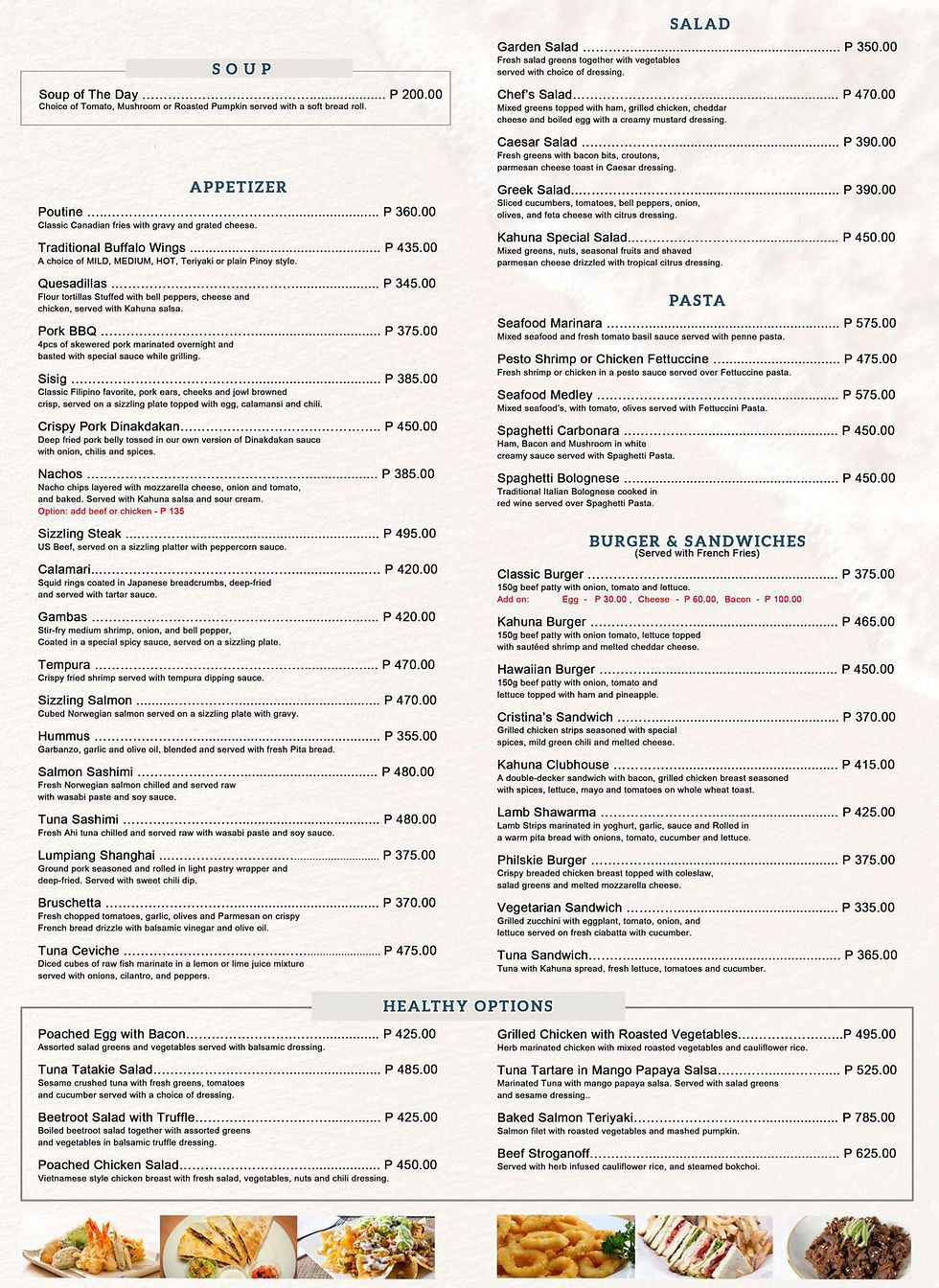 Malana Food Menu